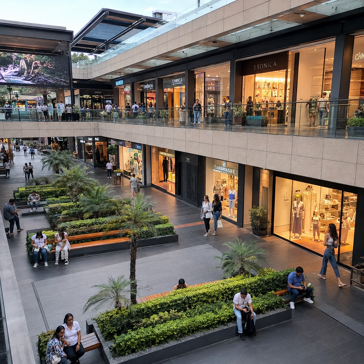 Visualización conceptual de un espacio comercial